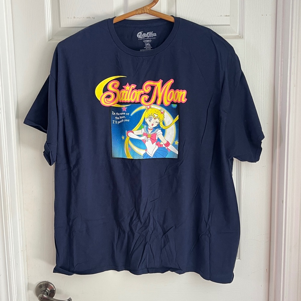Sailor Moon Graphic T-Shirt 3XL Mens Punish You Anime Navy‎ Blue Streetwear Tee